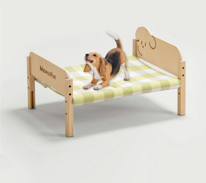 헤라우스점핑 반려동물 꿀잠 연결 원목 침대, 그린, 강아지