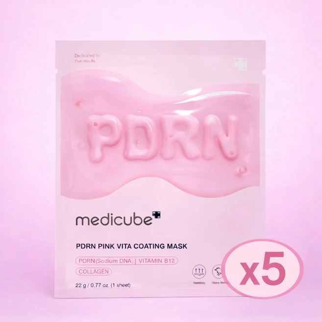 메디큐브 PDRN 핑크 비타 코팅 마스크, 5개, 1개입 - 쿠팡