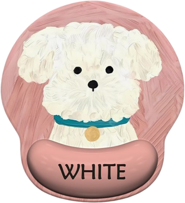 KiKiP 폭신한 강아지 손목보호 마우스패드 귀여운 비숑 쿠션 사무실 데스크테리어 마우스 패드, 1개, 핑크