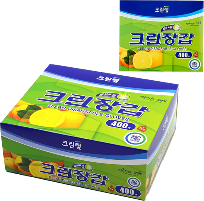 크린랩 일회용 위생장갑 크린장갑 400매 주방용 식품용 비닐장갑 1개입, 1개, 400개