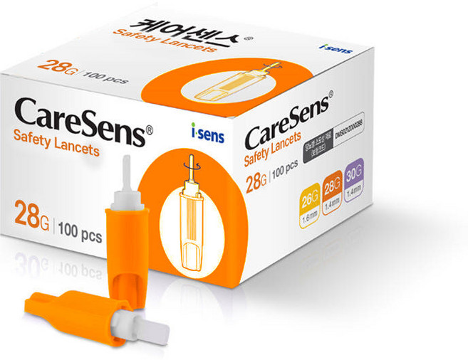 케어센스 일회용 멸균 자동 랜싯 28G 1.4mm, 100개입, 5개