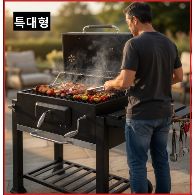 특대형 바베큐그릴 숯불그릴 불판 캠핑 화로, 1개