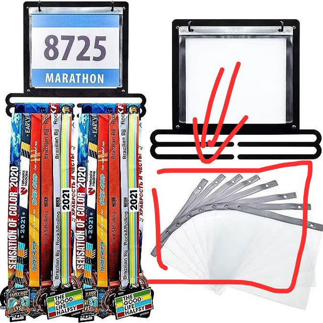 메달진열대 배번 번호표 거치대 마라톤 행거 정리대, 1개, 10개 가방