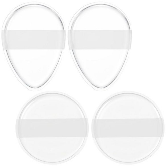 타이섬 4Pcs 실리콘 메이크업 스펀지 세트 클리어 젤리 뷰티 블렌더 재사용 가능 블렌딩 파운데이션 퍼프 흡수성이 없는 컨실러 크림 블러셔 형광펜드롭+라운드, Drop