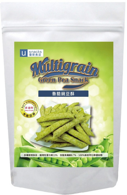 U snacks 香脆豌豆酥 穀物製作 非油炸點心, 包