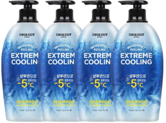오가니스트 엘라스틴 익스트림 쿨링 샴푸 민트향, 750ml, 4개