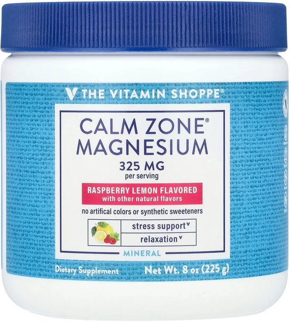 The Vitamin Shoppe Calm 존® 마그네슘 라즈베리 레몬 225g(8oz) Shoppe (더 비타민 샵), 226.8g, 1개 - 쿠팡