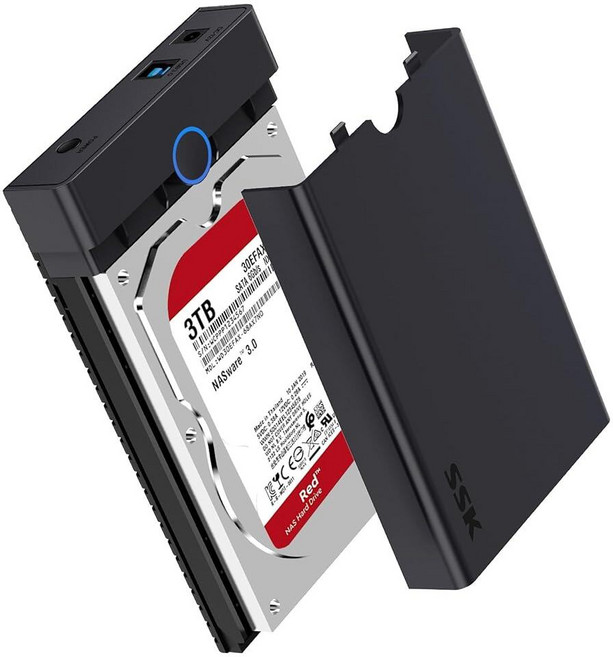 SSK 3.5 외장 하드 드라이브 인클로저 USB 3.0 to SATA 레이 플랫 툴 프리 케이스 도크 3.5 2.5인치 SSD/HDD 최대 20TB 하드 드라이브 도킹 스, SSK 3.5 외장 하드 드라이브 인클로저 USB 3.