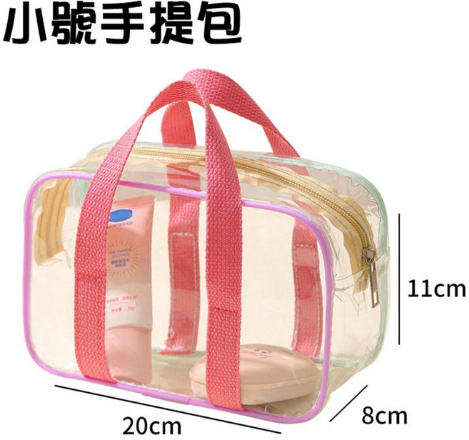 透明手提包 沙灘包 游泳包 果凍包 媽媽包, 小號包-防水撞色包