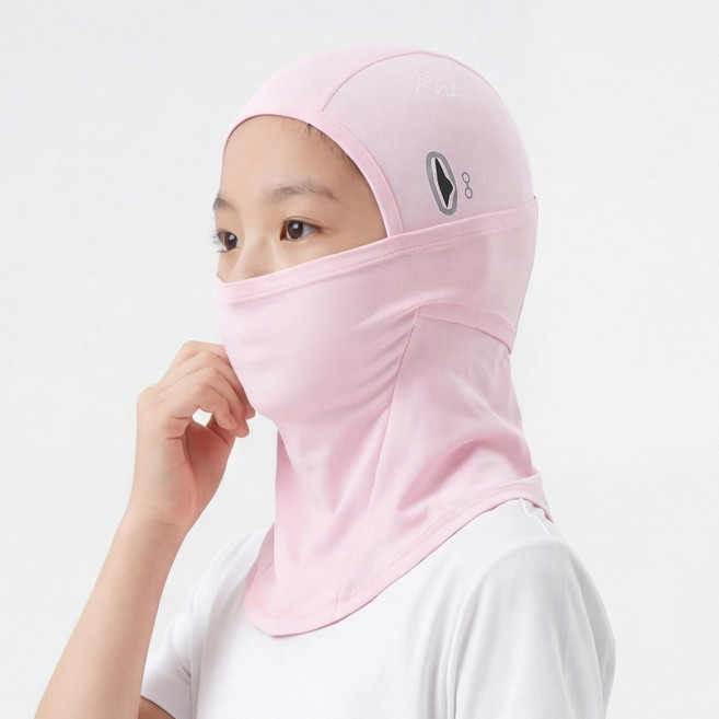 알앤엘 유아 주니어 자외선차단 냉감 바라클라바 안경홀 UV차단 여름 스포츠 마스크, 1개, 인디핑크