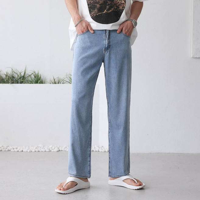 베이직바이블 -5도 아이스 쿨 스판 와이드 데님(2color)