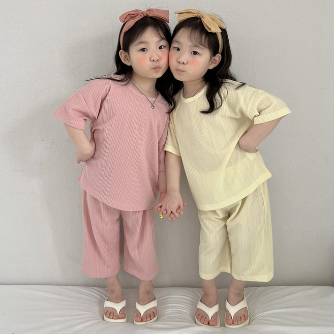 무지7부 여름 플리츠 상하세트 유아 아기 키즈 아동상하복