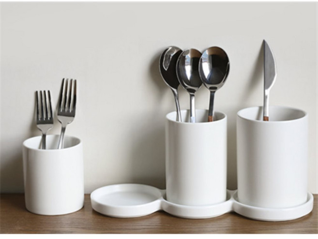 물빠짐 수저통 화이트 심플 깔끔한 숟가락통 수저 정리함, 1개