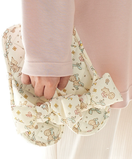 파티퍼피 3중 쿠션 층간소음 방지 실내화 강아지 슬리퍼 고밀도 면 거실화 유치원 어린이집 사무실, 1개, 크림퍼피