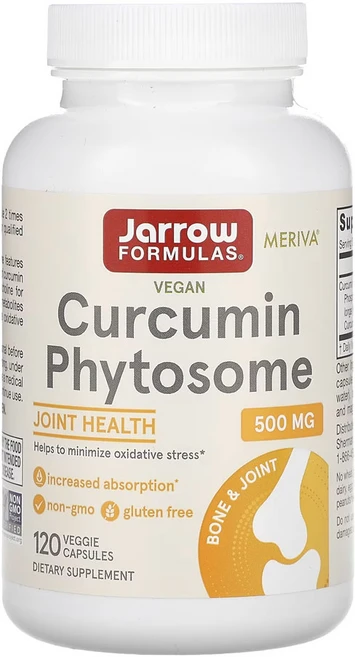 Jarrow Formulas Curcumin Phytosome 자로우 포뮬러스 커큐민 피토솜 500mg 120베지캡슐, 120정, 1개 - 쿠팡