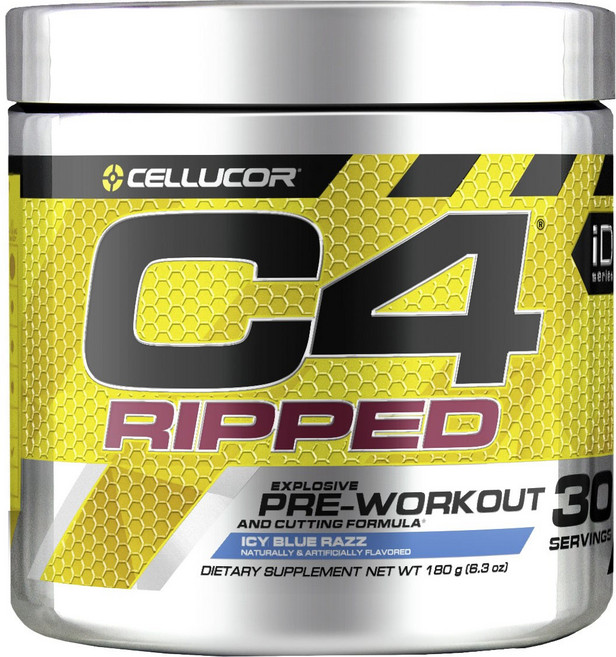 CELLUCOR C4 Ripped增肌健身蛋白粉 Ice Blue Razz款, 1罐, 180克