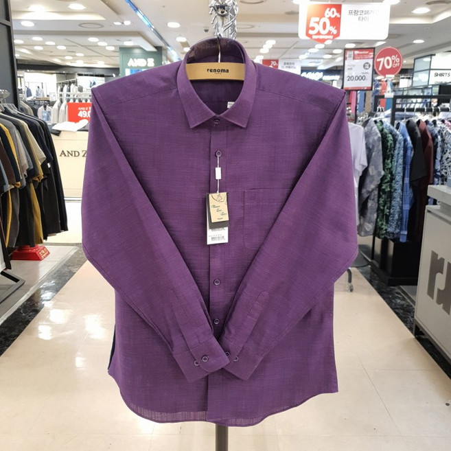 NC불광점 레노마 셔츠 ** 고퀄리티 CVC슬럽 솔리드 여름용 긴팔 셔츠 RMSSGP-034-PU-555