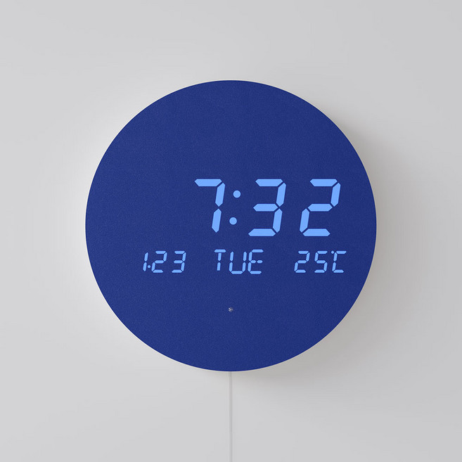 베오라 타임스팟 LED 무소음 벽시계 컬러 디자인 인테리어시계 온도 날짜표시, 블루