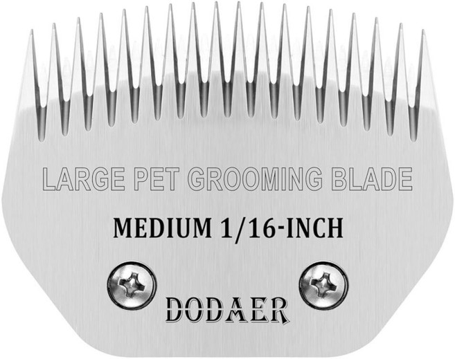 탈착식 애완견 그루밍 클리퍼 세라믹 블레이드 Andis 사이즈 10 컷 길이 1.5mm(1/16인치) Oster A5 Wahl KM10 시리즈 클리퍼와 호환 가능, Medium blade 1/16-Inch, Silver