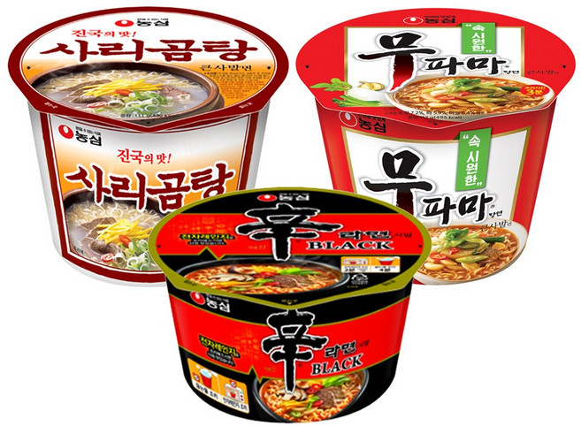 농심 큰컵 12컵 (사리곰탕4컵+무파마4컵+신라면블랙4컵), 12개