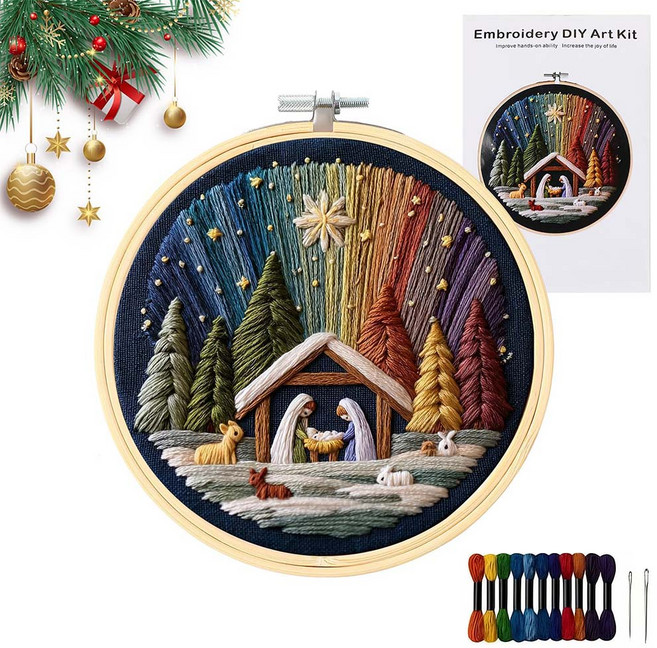 루베이 크리스마스 자수 공예 세트 스트레스 해소 창의력 키우는 크리스마스 선물/기념품/십자수, A, 1개