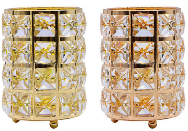 지니홀딩스 큐빅 크리스탈 브러쉬통 화장품정리 브러쉬꽂이 빗 통 빗꽂이 연필꽂이, 골드, 1개