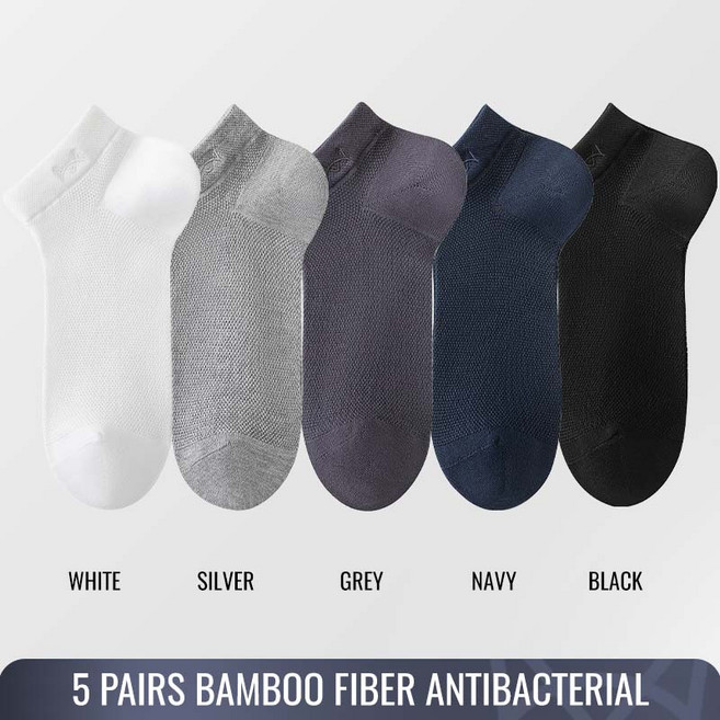 MiiOW 항균 대나무 양말 남성 냄새 방지 탈취제 통기성 비즈니스 승무원 발목 양말 여름 얼음 실크 얇은 짧