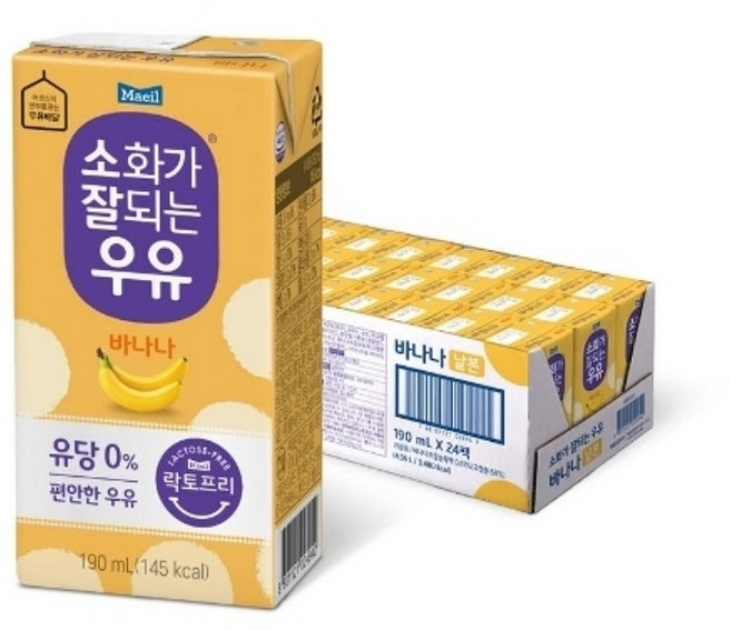 매일유업 소화가잘되는우유 바나나 190ML, 96개