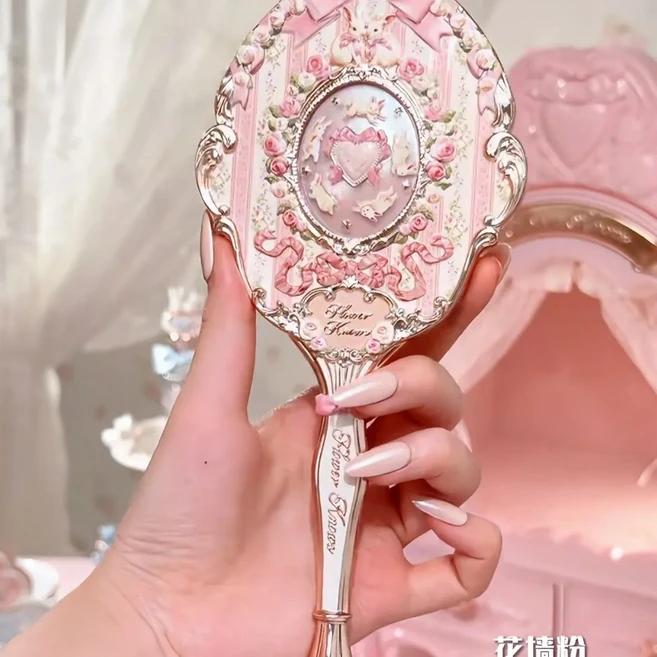 플라워 노즈 더 스위티 베어 버니 가든 컬렉션 메이크업 핸드 미러 코스메틱 키체인 미니 거울, 01 Bunny Pink