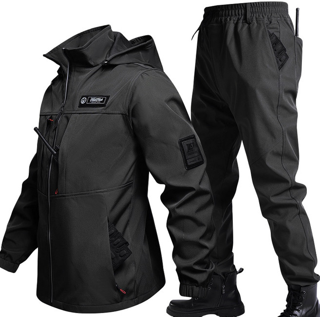 스몰더 남자 간절기 방풍 방수 작업복 아웃도어 라이더 집업 아우터 상하의 세트