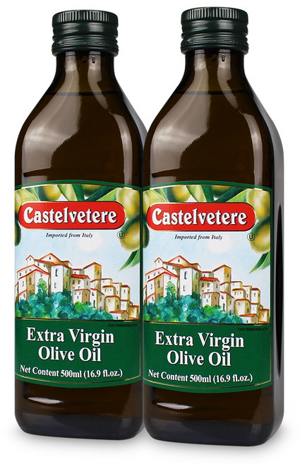 카스텔베테르 엑스트라버진 올리브 오일 냉압착 올리브유 1L 공복 생식, 2개, 500ml