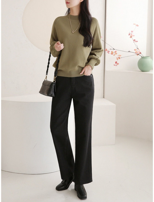 [김영주골프] 봄가을 세미와이드 데님 팬츠 뒷밴딩 여성 골프 청바지 DPFLJN33