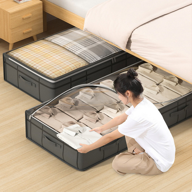 모아봐 대용량 침대 밑 수납백, 2개, 검은색