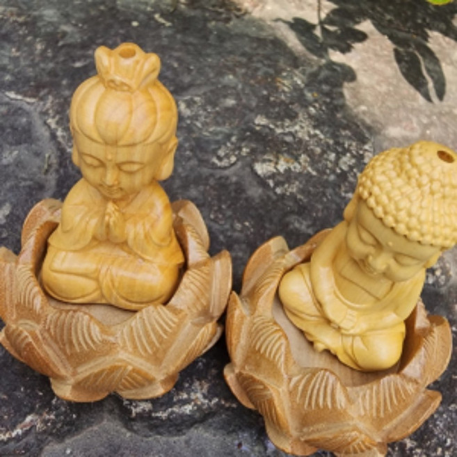 불교용품 황양목 석가모니 관음 관세음보살 부처님 받침대 장식 인센스