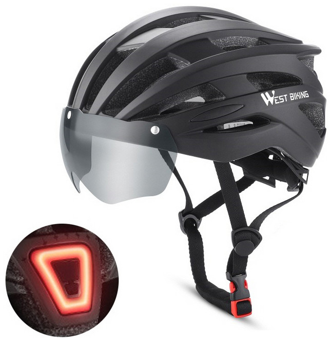 시그니처베이지 자전거 헬멧 전기 전동 킥보드 고글 후미등 YPZ810, 퓨어 매트 블랙, 1개