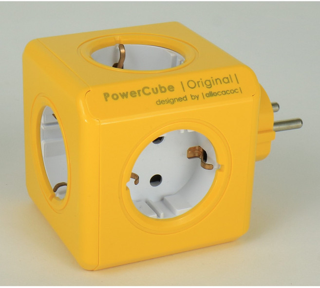 파워아트큐브V1 선없는 5구 고용량 디자인멀티탭, 1개, 엘로우, 77mm