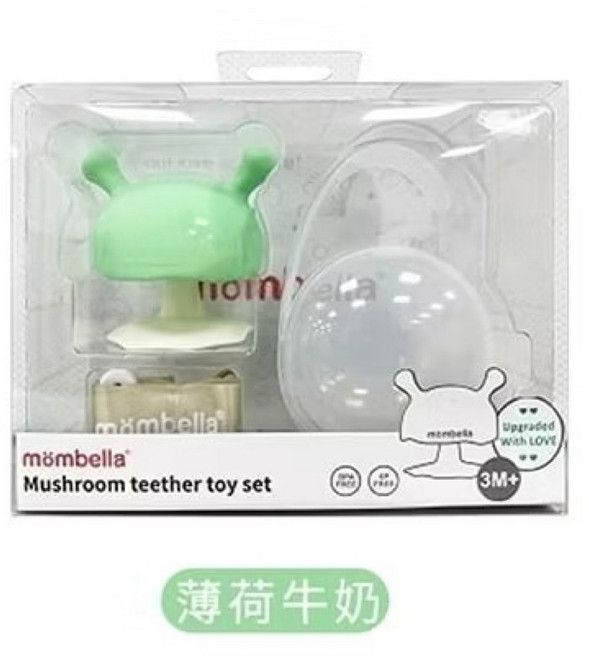 Mombella Q比小蘑菇固齒器 嬰幼兒玩具 新生兒適用 可煮沸消毒, 1個