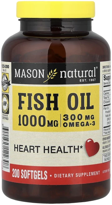 새해 첫좋은선물 Mason Natural 피쉬 오일 1000mg 소프트젤 200정 제대로 할인합니다, MasonNatural피쉬오일1000mg소프트젤200정, 1개 - 쿠팡
