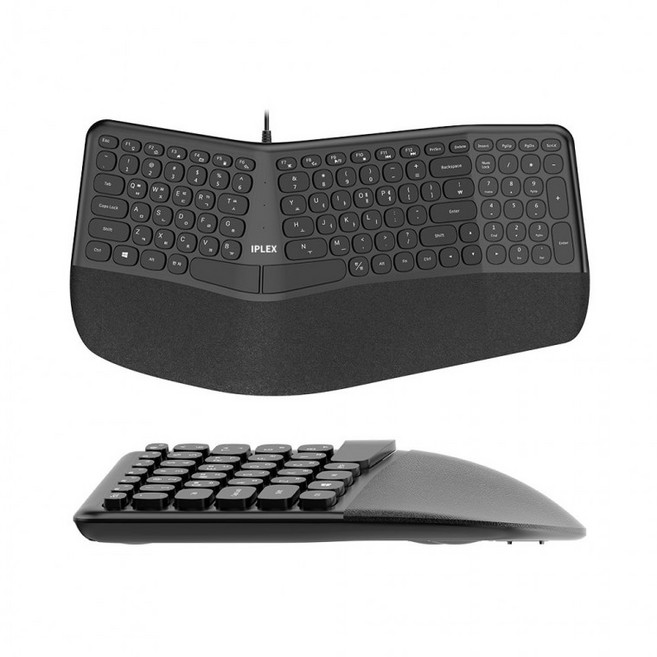 [TJCOMPANY] IPLEX 아이플렉스 USB 인체공학 디자인 103키 유선 키보드 KP-ERK3000 유선키보드, 블랙