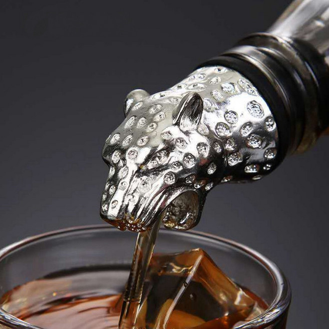 사슴양주 남은와인보관 위스키푸어러 합금 및 실리콘 와인 에어레이터 푸어 주둥이 디캔터 코끼리 마개 주류 병, 1개