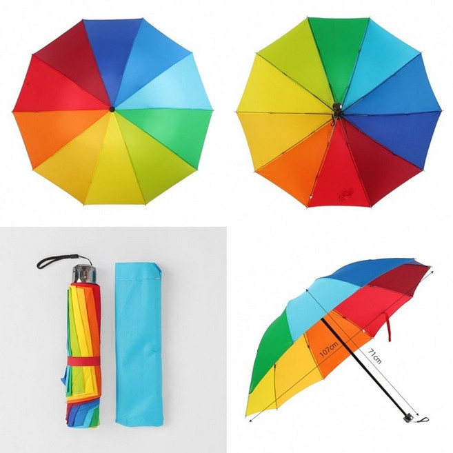 무지개 3단 여름 우산 수동 접이식우산qha6+3sMk