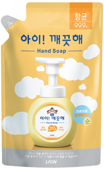 아이깨끗해 항균 폼 핸드솝 순 파우더향 리필용, 450ml, 1개