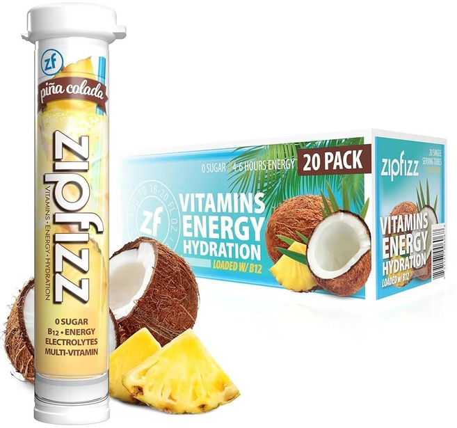 Zipfizz Energy Drink Mix B12 및 멀티 비타민이 함유된 전해질 하이드레이션 파우더 피나 콜라다 (20팩), Zipfizz Energy Drink Mix, B12 - 쿠팡