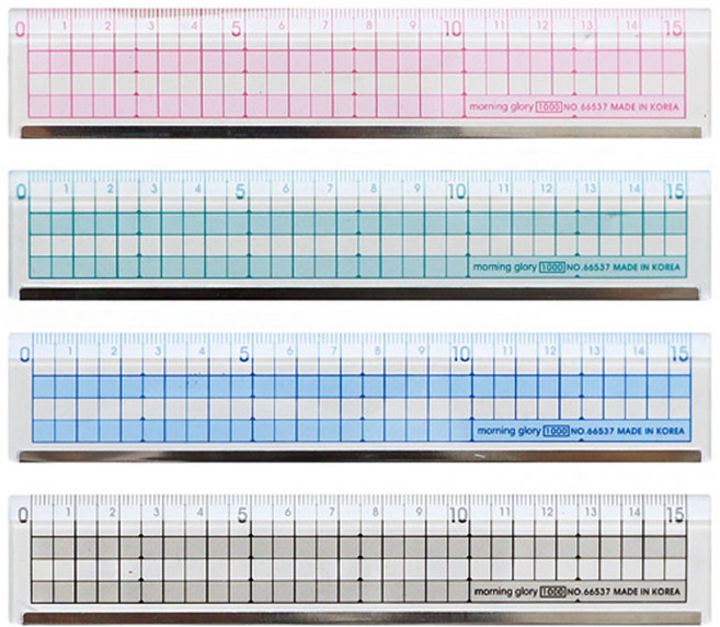 모닝글로리 컬러 커팅방안자 15cm, 랜덤, 3개