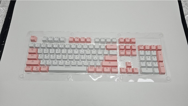 黑武士鍵帽 台灣注音 PBT材質 EDM高度 115鍵, ABS鍵帽粉白-倉頡注音