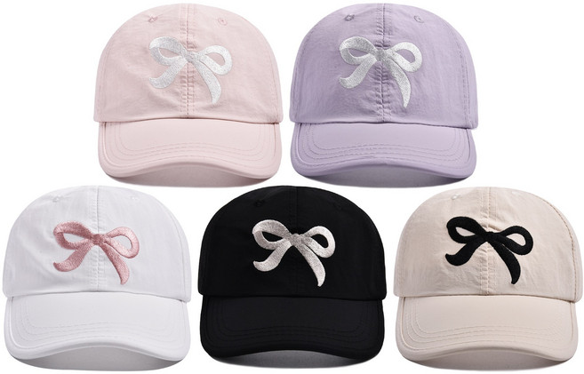 솔솔마켓 여아 리본 자수 포니테일 썬캡 모자