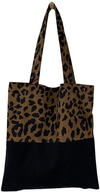 레오파드 배색 캔버스백