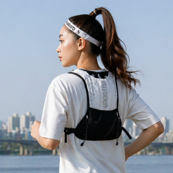 핀딘 초경량 트레일러닝 조끼 백팩 베스트 등산 가방, 블랙화이트, 1개