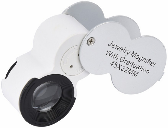 아로 45배 LED/UV 라이트루페 보석 쥬얼리 소형 정밀작업 시계수리 세공작업 식물 곤충관찰 신문 책 작은 글씨, 1개, 1개입