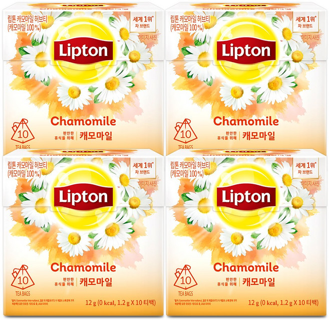 립톤 캐모마일 허브티, 1.2g, 10개입, 4개
